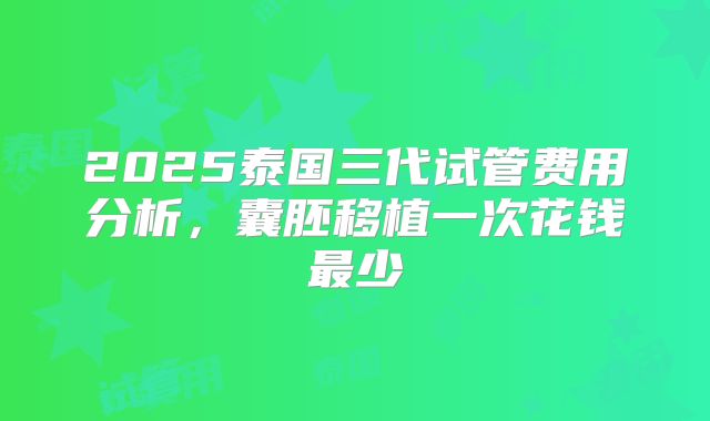 2025泰国三代试管费用分析，囊胚移植一次花钱最少