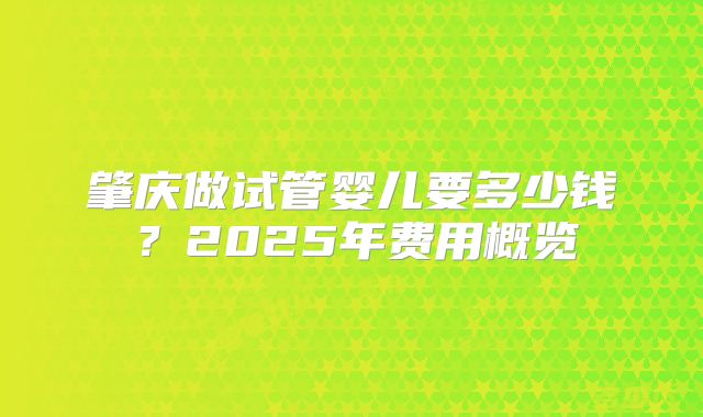 肇庆做试管婴儿要多少钱？2025年费用概览