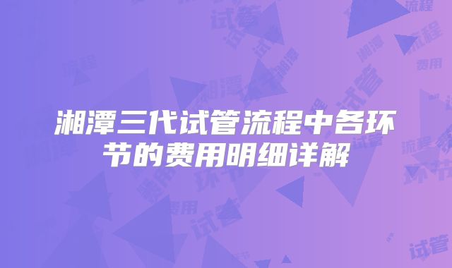 湘潭三代试管流程中各环节的费用明细详解