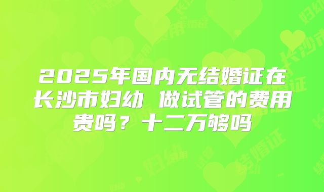 2025年国内无结婚证在长沙市妇幼 做试管的费用贵吗？十二万够吗