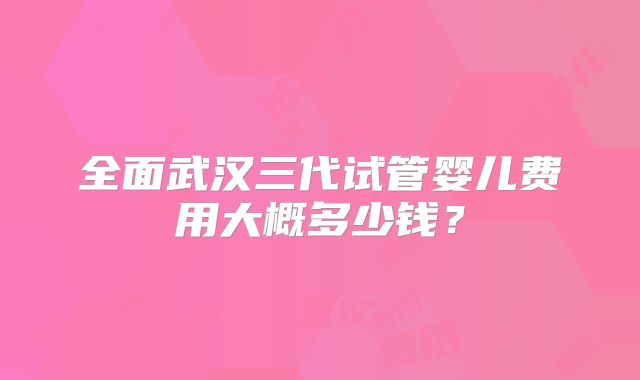 全面武汉三代试管婴儿费用大概多少钱？