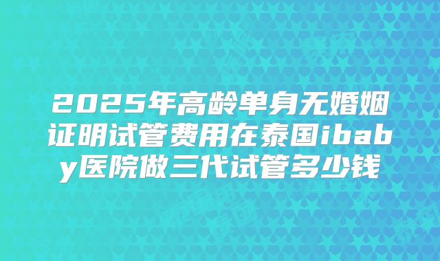 2025年高龄单身无婚姻证明试管费用在泰国ibaby医院做三代试管多少钱