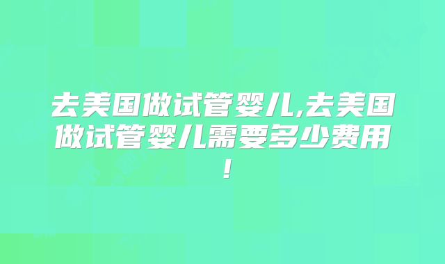 去美国做试管婴儿,去美国做试管婴儿需要多少费用！