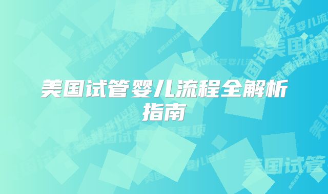 美国试管婴儿流程全解析指南