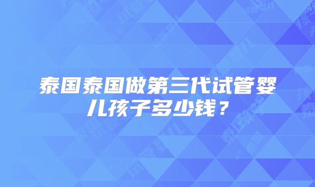 泰国泰国做第三代试管婴儿孩子多少钱？