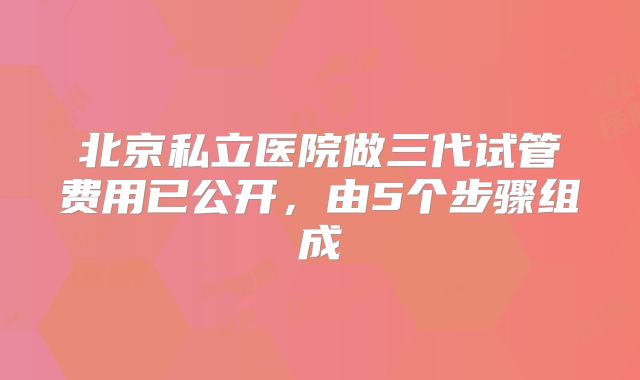 北京私立医院做三代试管费用已公开，由5个步骤组成