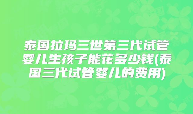 泰国拉玛三世第三代试管婴儿生孩子能花多少钱(泰国三代试管婴儿的费用)