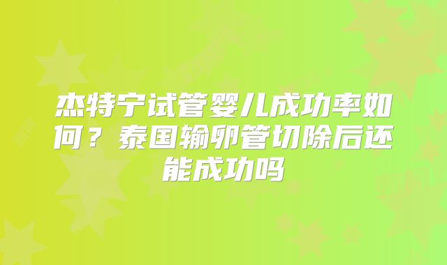 杰特宁试管婴儿成功率如何？泰国输卵管切除后还能成功吗