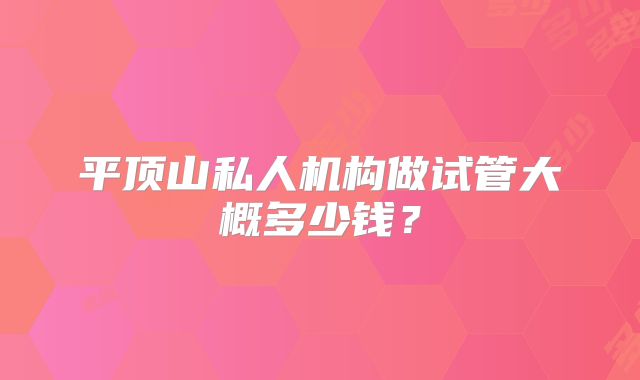 平顶山私人机构做试管大概多少钱？