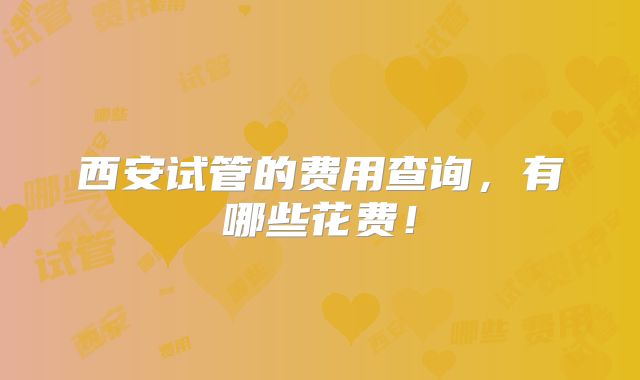 西安试管的费用查询，有哪些花费！