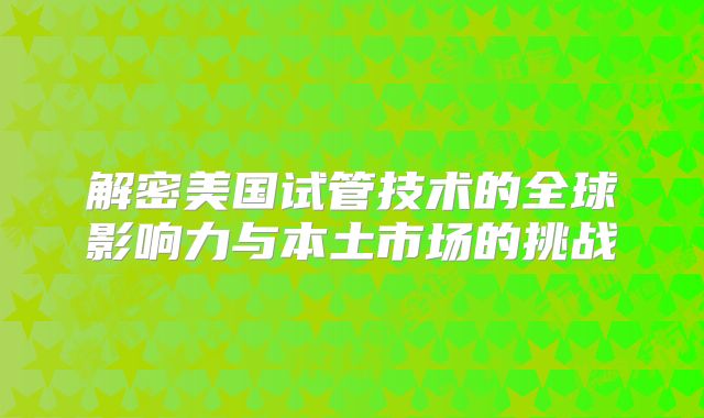 解密美国试管技术的全球影响力与本土市场的挑战