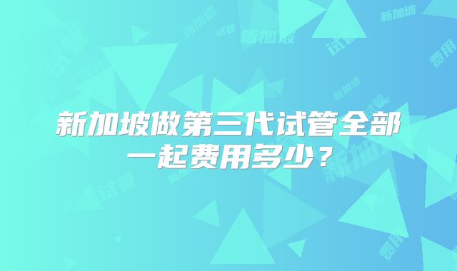 新加坡做第三代试管全部一起费用多少？