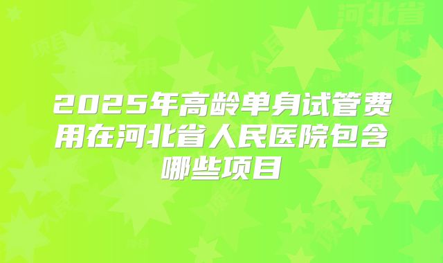 2025年高龄单身试管费用在河北省人民医院包含哪些项目
