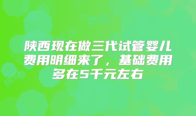 陕西现在做三代试管婴儿费用明细来了,基础费用多在5千元左右