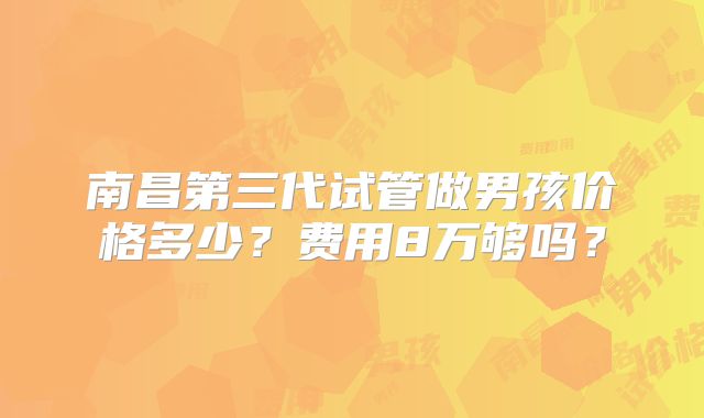南昌第三代试管做男孩价格多少？费用8万够吗？