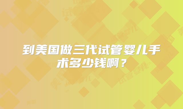 到美国做三代试管婴儿手术多少钱啊？