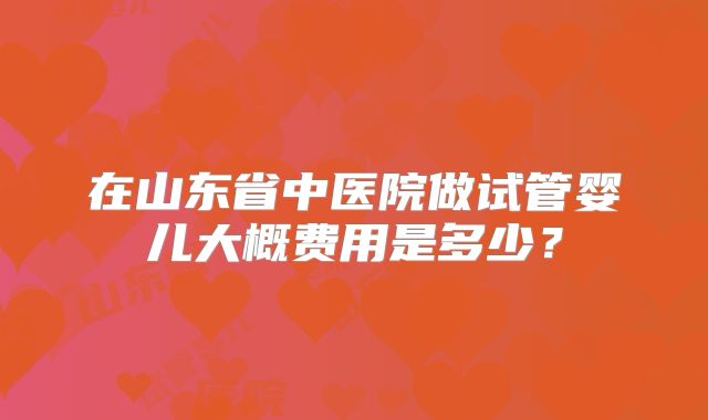 在山东省中医院做试管婴儿大概费用是多少？