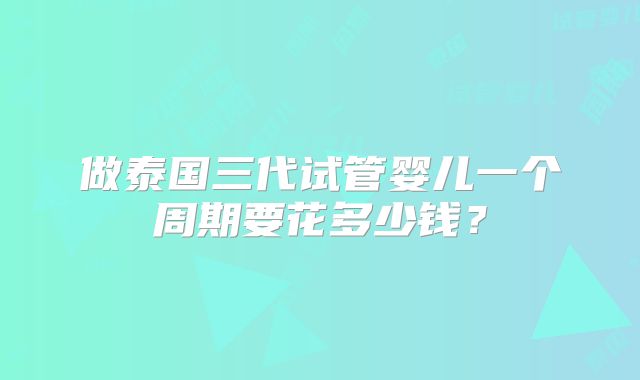 做泰国三代试管婴儿一个周期要花多少钱？