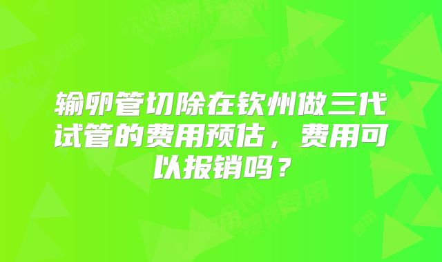 输卵管切除在钦州做三代试管的费用预估，费用可以报销吗？