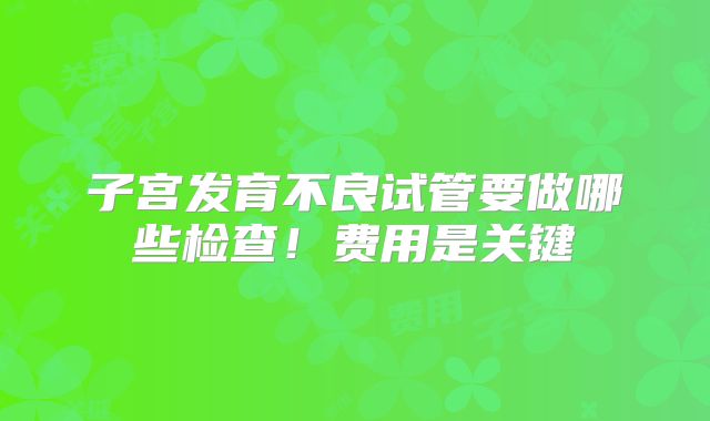 子宫发育不良试管要做哪些检查！费用是关键
