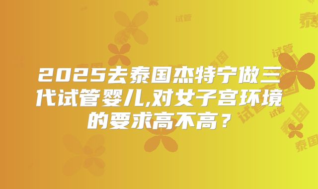 2025去泰国杰特宁做三代试管婴儿,对女子宫环境的要求高不高？