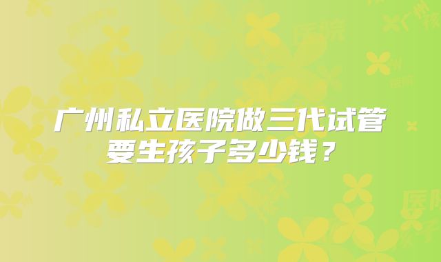 广州私立医院做三代试管要生孩子多少钱？