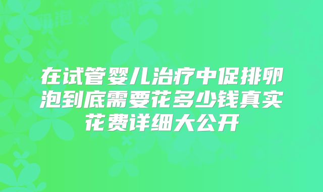 在试管婴儿治疗中促排卵泡到底需要花多少钱真实花费详细大公开