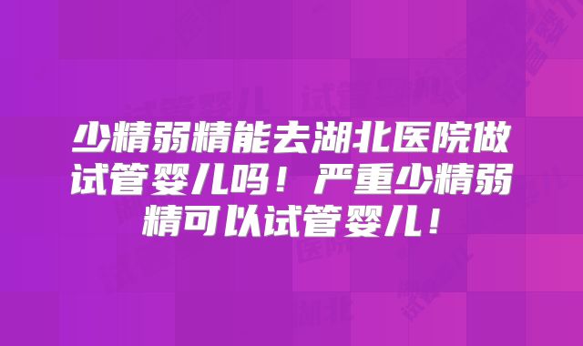 少精弱精能去湖北医院做试管婴儿吗！严重少精弱精可以试管婴儿！