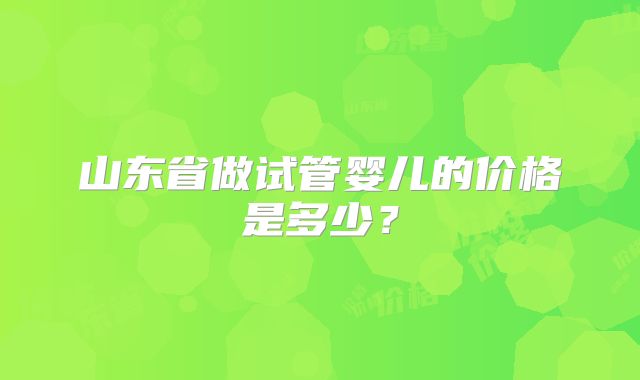 山东省做试管婴儿的价格是多少？
