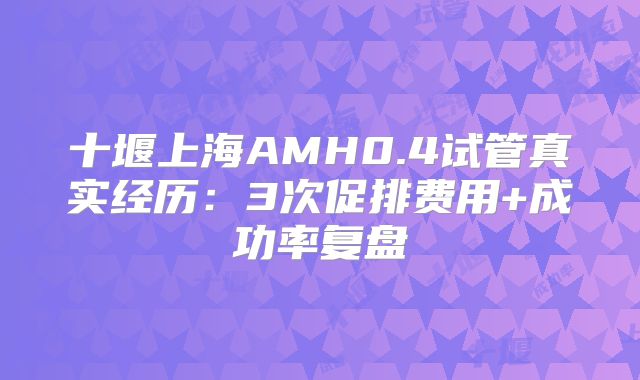 十堰上海AMH0.4试管真实经历：3次促排费用+成功率复盘
