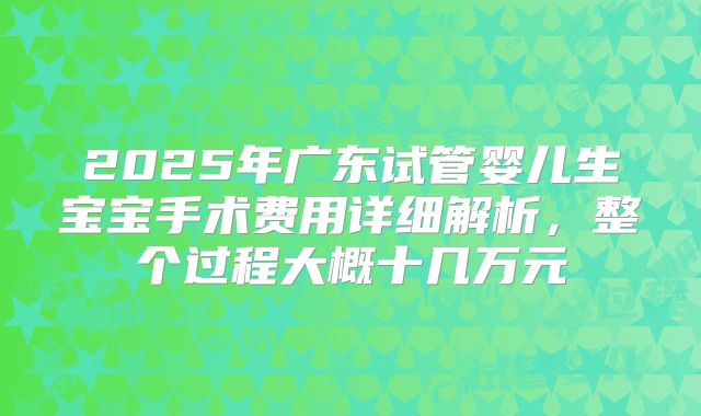 2025年广东试管婴儿生宝宝手术费用详细解析，整个过程大概十几万元