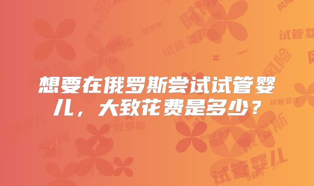 想要在俄罗斯尝试试管婴儿,大致花费是多少?