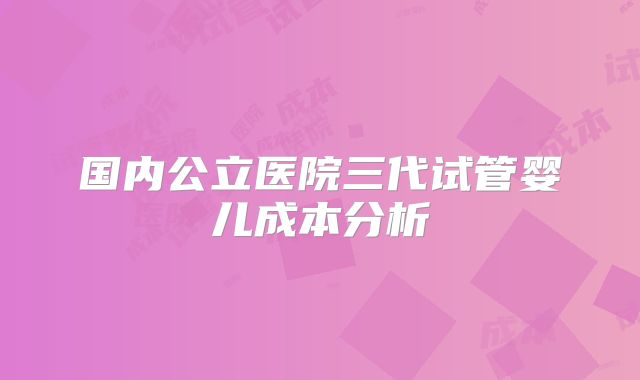 国内公立医院三代试管婴儿成本分析