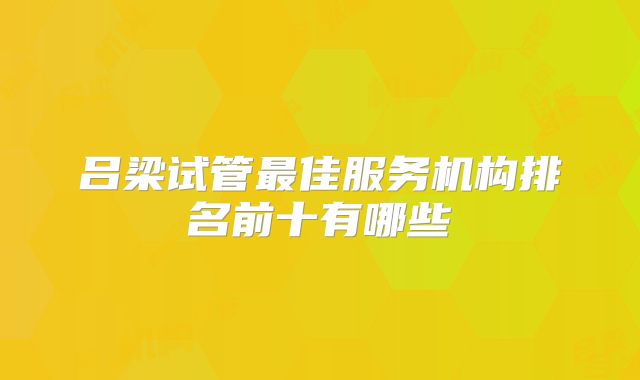 吕梁试管最佳服务机构排名前十有哪些