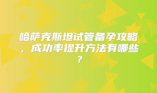 哈萨克斯坦试管备孕攻略，成功率提升方法有哪些？
