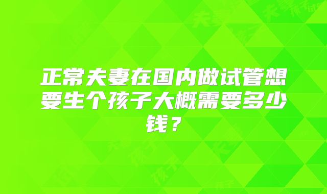 正常夫妻在国内做试管想要生个孩子大概需要多少钱？