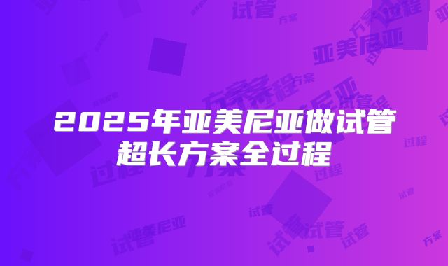 2025年亚美尼亚做试管超长方案全过程