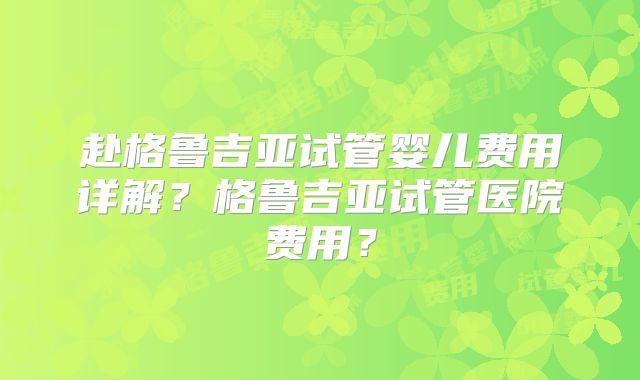 赴格鲁吉亚试管婴儿费用详解?格鲁吉亚试管医院费用?
