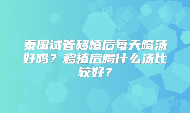 泰国试管移植后每天喝汤好吗？移植后喝什么汤比较好？