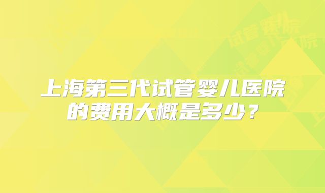上海第三代试管婴儿医院的费用大概是多少?