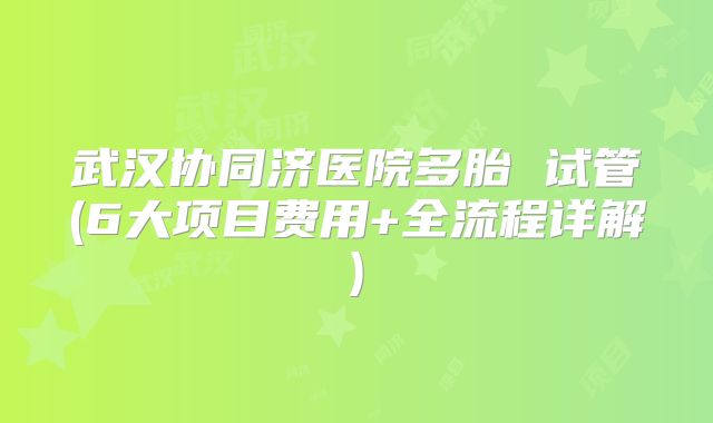 武汉协同济医院多胎 试管(6大项目费用+全流程详解)