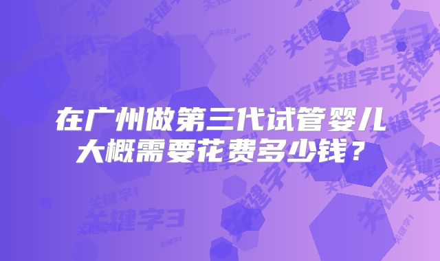 在广州做第三代试管婴儿大概需要花费多少钱？