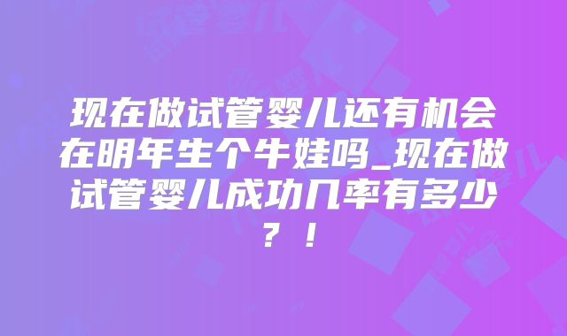 现在做试管婴儿还有机会在明年生个牛娃吗_现在做试管婴儿成功几率有多少？！
