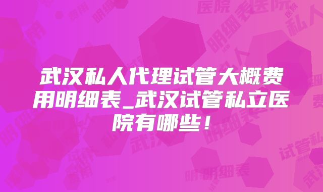 武汉私人代理试管大概费用明细表_武汉试管私立医院有哪些！