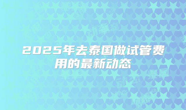 2025年去泰国做试管费用的最新动态