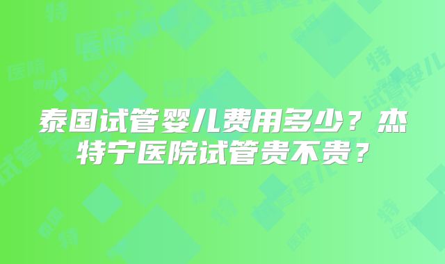 泰国试管婴儿费用多少？杰特宁医院试管贵不贵？