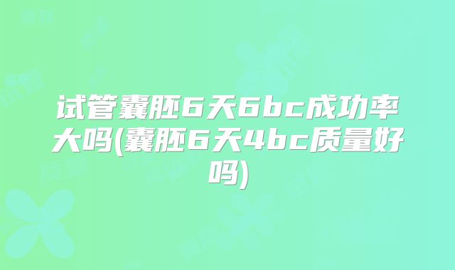 试管囊胚6天6bc成功率大吗(囊胚6天4bc质量好吗)