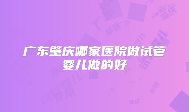广东肇庆哪家医院做试管婴儿做的好