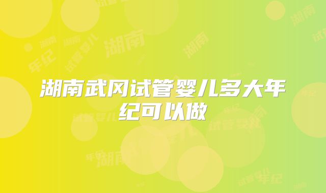 湖南武冈试管婴儿多大年纪可以做