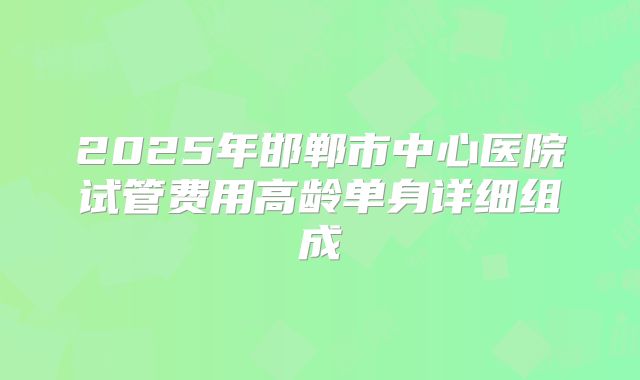 2025年邯郸市中心医院试管费用高龄单身详细组成
